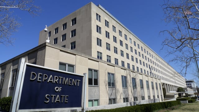 FILE - The Harry S. Truman Building, headquarters for the State Department, is seen in Washington, March 9, 2009. (AP Photo/J. Scott Applewhite, File)