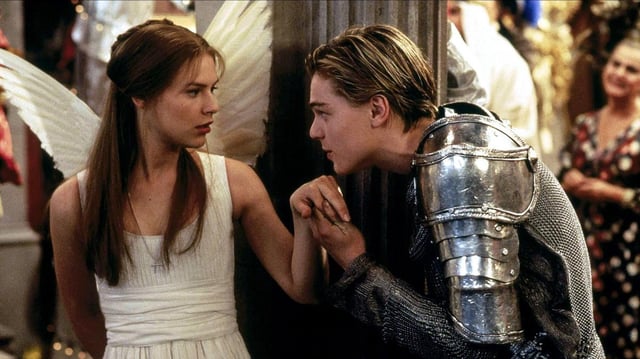 Juliet, played by Claire Danes in the 1996 film, is 14 and Romeo, played by Leonardo DiCaprio is implied to be older