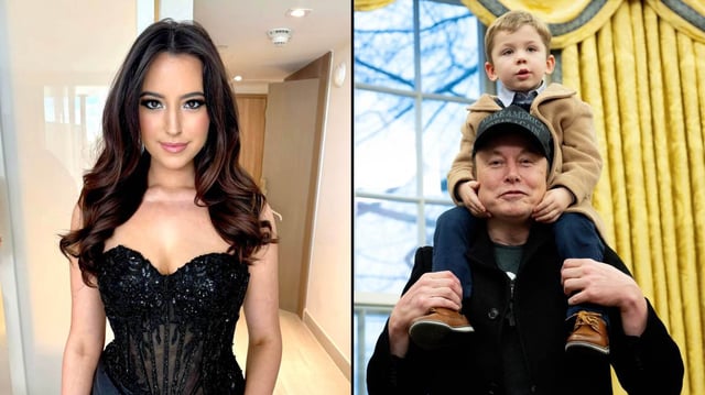 From left: Ashley St Clair; Elon Musk and X Æ A-Xii, his son with Grimes, in the White House