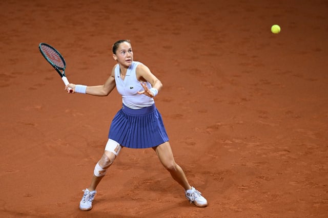 Tennis - WTA 500 - Stuttgart Tennis Grand Prix - Porsche Arena, Stuttgart, Germany - April 16, 2025 Russia's Erika Andreeva in action during her round of 32 match against Russia's Mirra Andreeva REUTERS/Angelika Warmuth