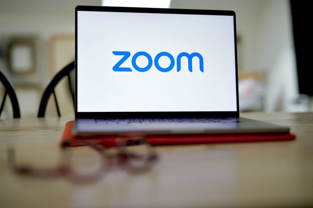 The Zoom logo on a laptop arranged in Germantown, New York, US, on Saturday, May 13, 2023.