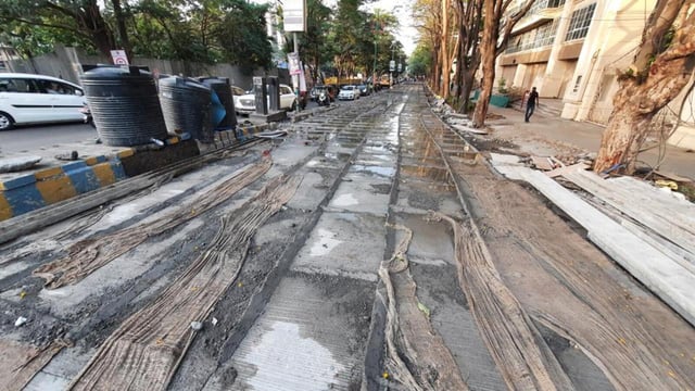 Road concretisation work in Mumbai (HT PHOTO)