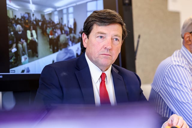 Interim United States Attorney for Washington, DC, Ed Martin during an Anacostia Coordinating Council monthly meeting at Martha's Table in Washington, DC, on March 25.