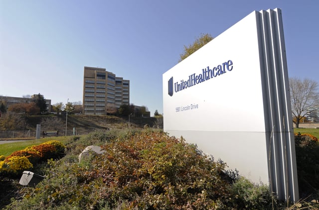 FILE - This Oct. 16, 2012, file photo, shows a portion of the UnitedHealth Group Inc.'s campus in Minnetonka, Minn. (AP Photo/Jim Mone, File)