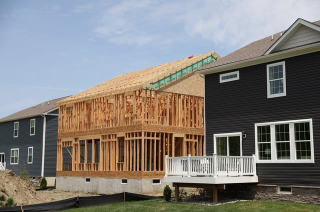 A house under construction is seen at Hawthorne Estates by D. R. Horton in Medford, New Jersey, U.S., May 23, 2022. REUTERS/Andrew Kelly/File Photo