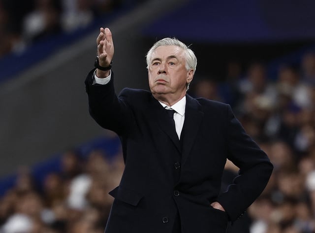 Soccer Football - Champions League - Quarter Final - Second Leg - Real Madrid v Arsenal - Santiago Bernabeu, Madrid, Spain - April 16, 2025 Real Madrid coach Carlo Ancelotti reacts REUTERS/Juan Medina/ File Photo