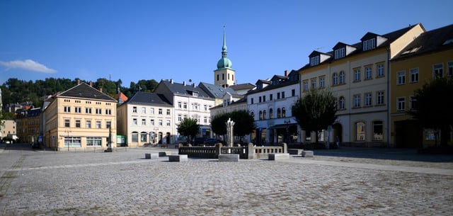 Blick auf den Marktplatz von Sebnitz
