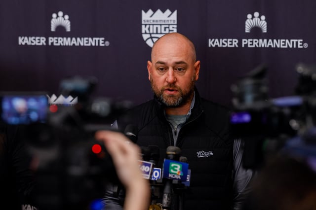 Sep 30, 2024; Sacramento, CA, USA; Sacramento Kings general manager Monte McNair during media day at Golden 1 Center. Mandatory Credit: Sergio Estrada-Imagn Images/ File Photo