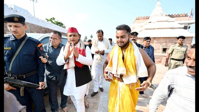 SP president Akhilesh Yadav in Bhubaneswar. (Sourced)