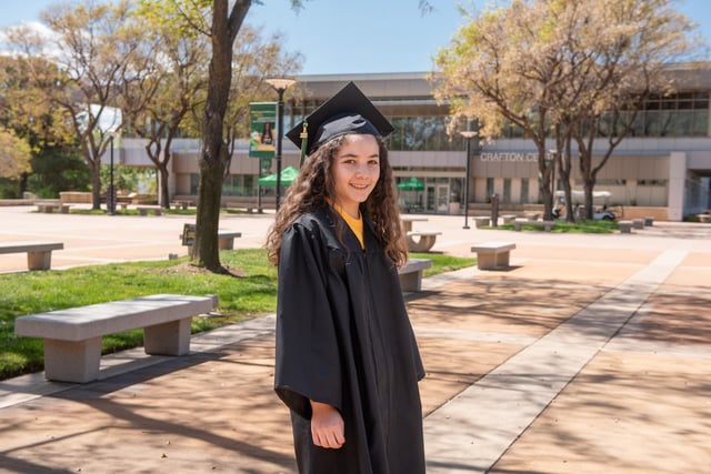 Alisa Perales, a 10-year-old scholar who will make history as Crafton Hills College’s youngest graduate.