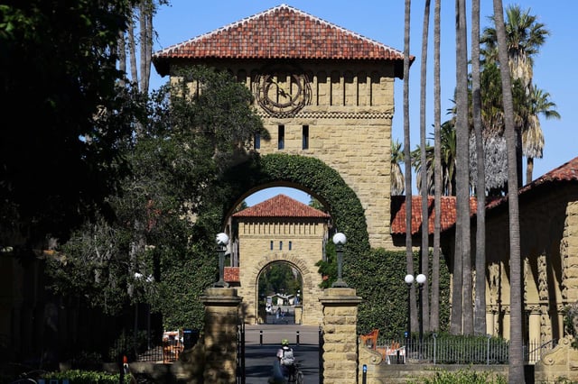 A view of the campus at Stanford University, where about 3,800 students are from another country, nearly 22% of the student body. 