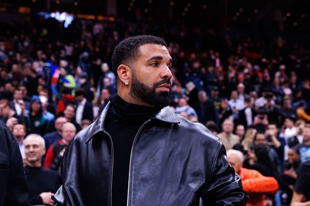 Drake at the Raptors-Warriors game in Toronto in January.