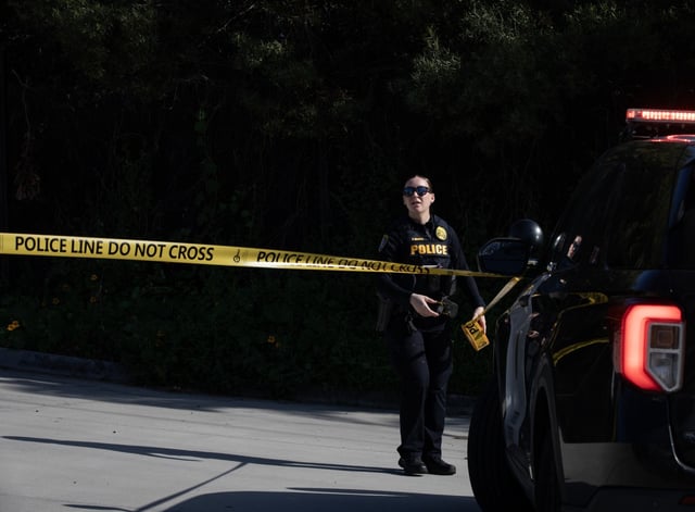 Officers opened fire on a suspect following a road chase that ended in the 800 block of 26th Street, just south of E Street in Golden Hill, according to San Diego Police Department on Monday, April 14, 2025 in San Diego, California.   (Ana Ramirez / The San Diego Union-Tribune)