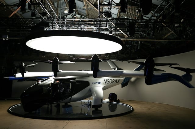 Archer Aviation's Midnight aircraft is seen in New York on April 17, 2025