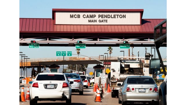 The main gate to Marine Corps Base Camp Pendleton in Oceanside in 2013. (Ken Steinhart, Orange County Register/SCNG file)