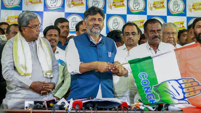 Karnataka Chief Minister Siddaramaiah with his deputy DK Shivakumar. (ANI)
