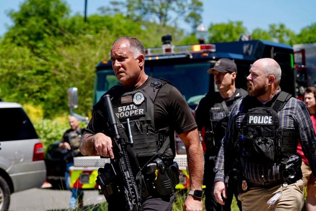 Law enforcement on FSU's campus following the mass shooting on Thursday.