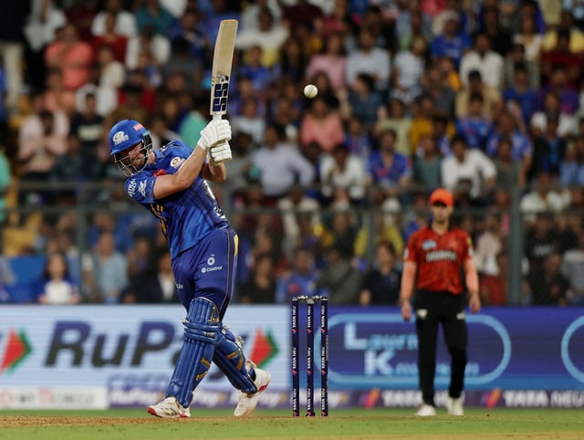 Cricket - Indian Premier League - IPL - Mumbai Indians v Sunrisers Hyderabad - Wankhede Stadium, Mumbai, India - April 17, 2025 Mumbai Indians' Will Jacks in action REUTERS/Francis Mascarenhas