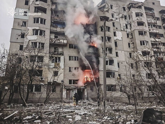 Les autorités de la ville de Kharkiv, ici le 6 avril, ont déploré un mort et une quarantaine de blessés dans les frappes de la nuit du 17 au 18 avril.