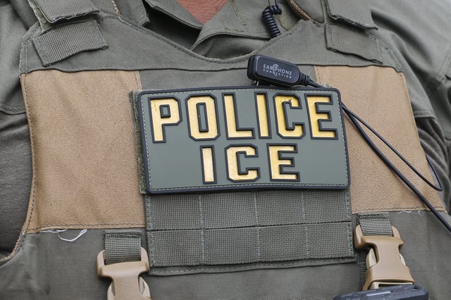 (File photo) An U.S. Immigration and Customs Enforcement&#39;s (ICE) personnel provides security in the French Quarter provides security in the French Quarter prior to Super Bowl LIX on February 08, 2025 in New Orleans, Louisiana.