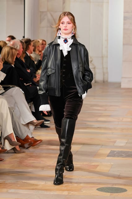 ... and featured eclectic styles including outerwear that fused leather with brushed suede.