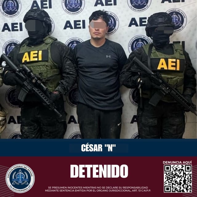 Mexican officials have arrested a suspect identified as César “N” in the killing of Cmdr. Abigail Esparza Reyes, the Tijuana chief of a state police unit that searches for foreign fugitives in Mexico. (Press Office of the Attorney General of Baja California)