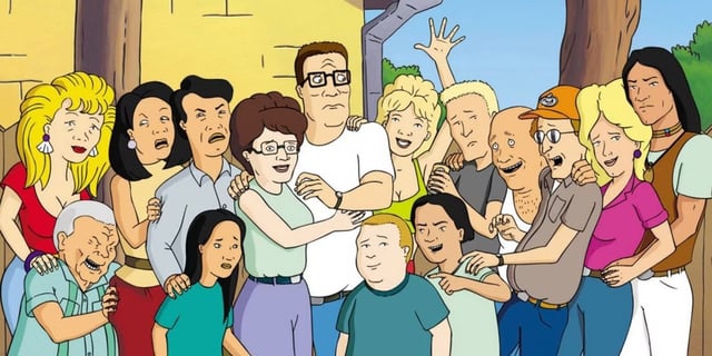 All King of the Hill characters are gathered together for one big group photo. 