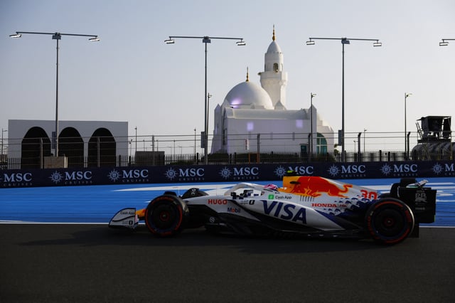 Formula One F1 - Saudi Arabian Grand Prix - Jeddah Corniche Circuit, Jeddah, Saudi Arabia - April 18, 2025 RB's Liam Lawson during practice REUTERS/Rula Rouhana