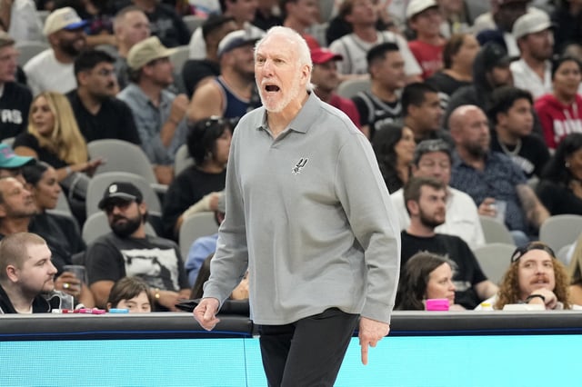 Oct 28, 2024; San Antonio, Texas, USA; San Antonio Spurs head coach Gregg Popovich yells at an official during the second half against the Houston Rockets at Frost Bank Center. Mandatory Credit: Scott Wachter-Imagn Images/File Photo