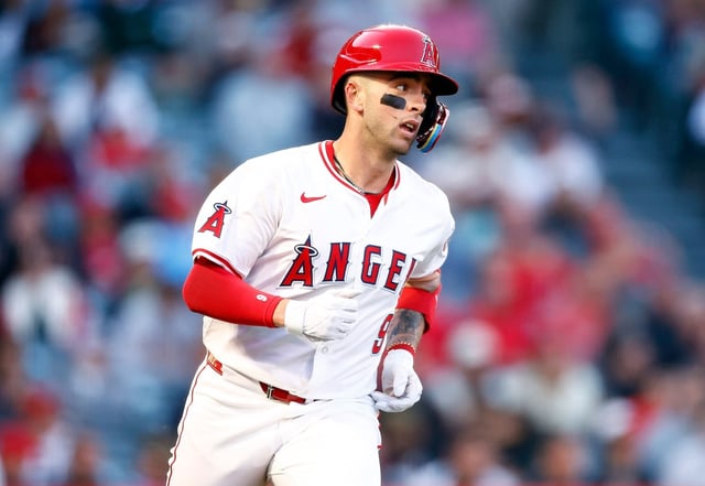 Angels shortstop Zach Neto, shown in an image from last season, made his 2025 debut on Friday night against San Francisco after spending the early weeks of the season rehabbing at Triple-A following offseason shoulder surgery. (Photo by Ronald Martinez/Getty Images)