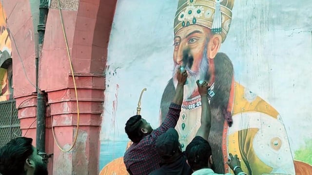 On the painting being that of Bahadur Shah Zafar, HRD chief Pinki Chaudhary said, “What has been done is done now. We can’t say much. We are also ready to face FIR and legal action.” (Sakib Ali/HT Photo)