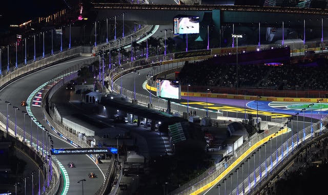 Formula One F1 - Saudi Arabian Grand Prix - Jeddah Corniche Circuit, Jeddah, Saudi Arabia - April 18, 2025 General view during practice REUTERS/Thaier Al-Sudani