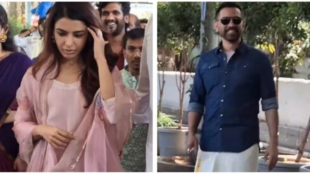 Samantha Ruth Prabhu and Raj Nidimoru at Tirupati Balaji Temple.
