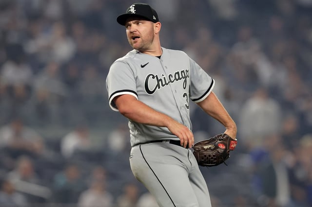 Jun 6, 2023; Bronx, New York, USA; Chicago White Sox relief pitcher Liam Hendriks (31) reacts during the ninth inning against the New York Yankees at Yankee Stadium. Mandatory Credit: Brad Penner-USA TODAY Sports/File Photo