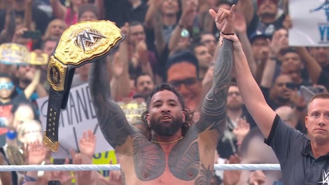 Jey Uso fighting Gunther at WrestleMania 41 
