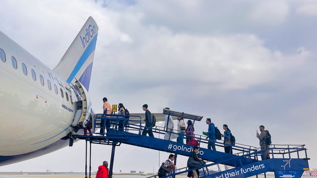 The vehicle hit the 'undercarriage of the non-operational IndiGo aircraft, the airline said. 