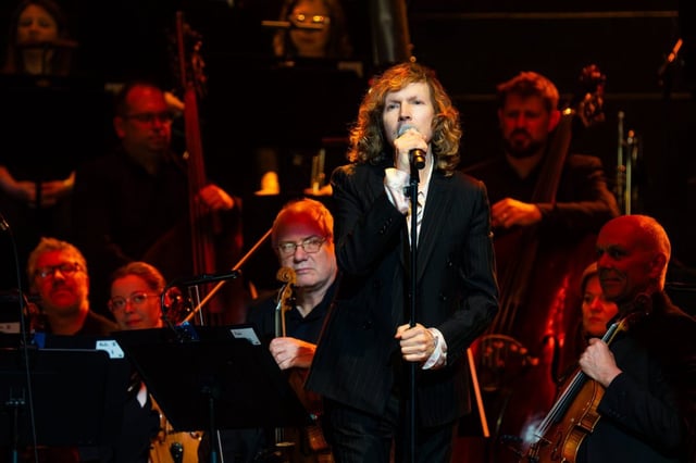 Beck performs with the BBC Concert Orchestra conducted by Edwin Outwater at the Royal Albert Hall (Photo by Lorne Thomson/Redferns)