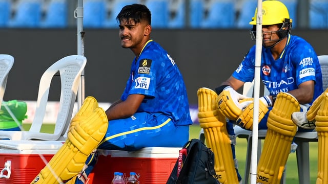 Chennai Super Kings batsman Ayush Mhatre during net practice.