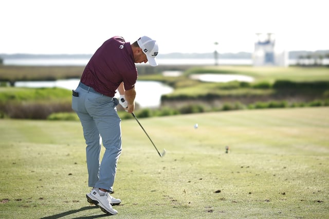 Justin Thomas of the United States plays his shot from the 17th tee during the third round of the RBC Heritage 2025 at Harbour Town Golf Links on April 19, 2025 in Hilton Head Island, South Carolina.