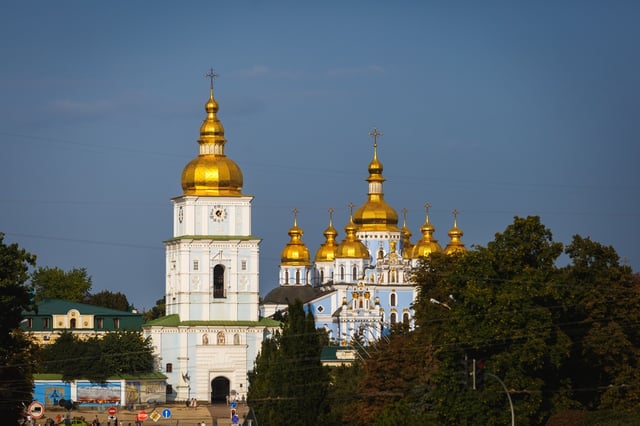 St. Michael’s Golden-Domed Monastery is seen on August 21, 2022 in Kyiv, Ukraine.