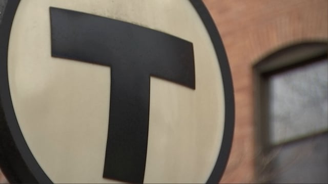 An MBTA street sign is pictured.