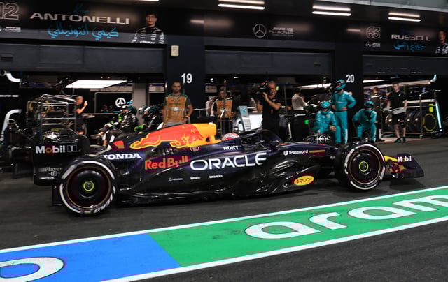 Formula One F1 - Saudi Arabian Grand Prix - Jeddah Corniche Circuit, Jeddah, Saudi Arabia - April 20, 2025 Red Bull's Max Verstappen in the pit lane REUTERS/Thaier Al-Sudani