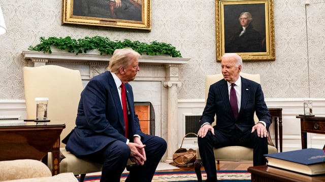 Then-President-elect Trump and then-President Biden in the Oval Office of the White House in November. Photo: Al Drago/Bloomberg via Getty Images