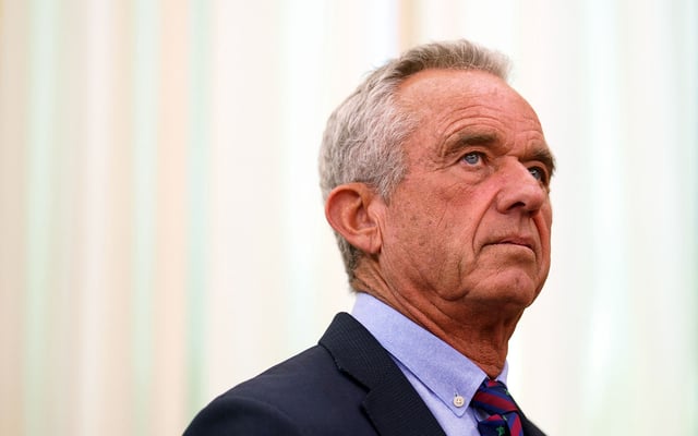 U.S. Secretary of Health and Human Services Robert F. Kennedy Jr. during a swearing in ceremony of Mehmet Oz as administrator of the Centers for Medicare and Medicaid Services in the Oval Office at the White House on Friday. (Will Oliver/Pool/CNP/ZUMA Press/TNS)