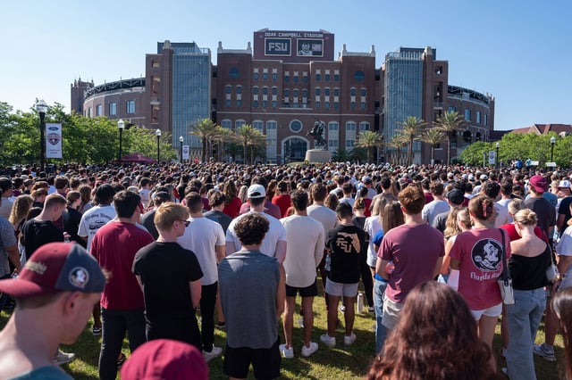 Thousands of Florida State University students, staff, elected officials and others gathered on Langford Green for a vigil Friday.