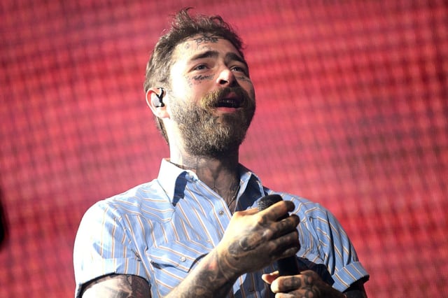 Post Malone closes out the Coachella Valley Music and Arts Festival Sunday, April 20, 2025.(Photo by Andy Holzman, Contributing Photographer)