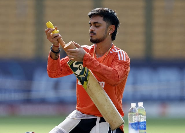 Cricket - ICC Cricket World Cup 2023 - India Practice - M. Chinnaswamy Stadium, Bengaluru, India - November 11, 2023 India's Ishan Kishan during practice REUTERS/Adnan Abidi
