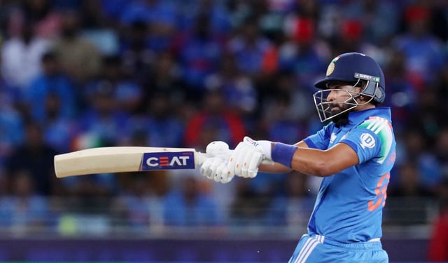 Cricket - ICC Men's Champions Trophy - Final - India v New Zealand - Dubai International Stadium, Dubai, United Arab Emirates - March 9, 2025 India's Shreyas Iyer in action REUTERS/Satish Kumar