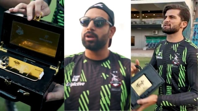 Haris Rauf was left in envy as Lahore Qalandars had a special gift for Shaheen Shah Afridi.