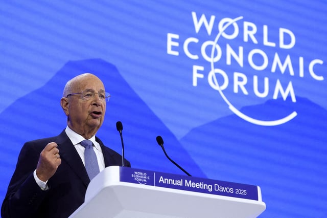World Economic Forum (WEF) Founder and Chairman Klaus Schwab gives his welcoming remarks at the 55th annual World Economic Forum (WEF) meeting in Davos, Switzerland, January 21, 2025. REUTERS/Yves Herman/ File Photo
